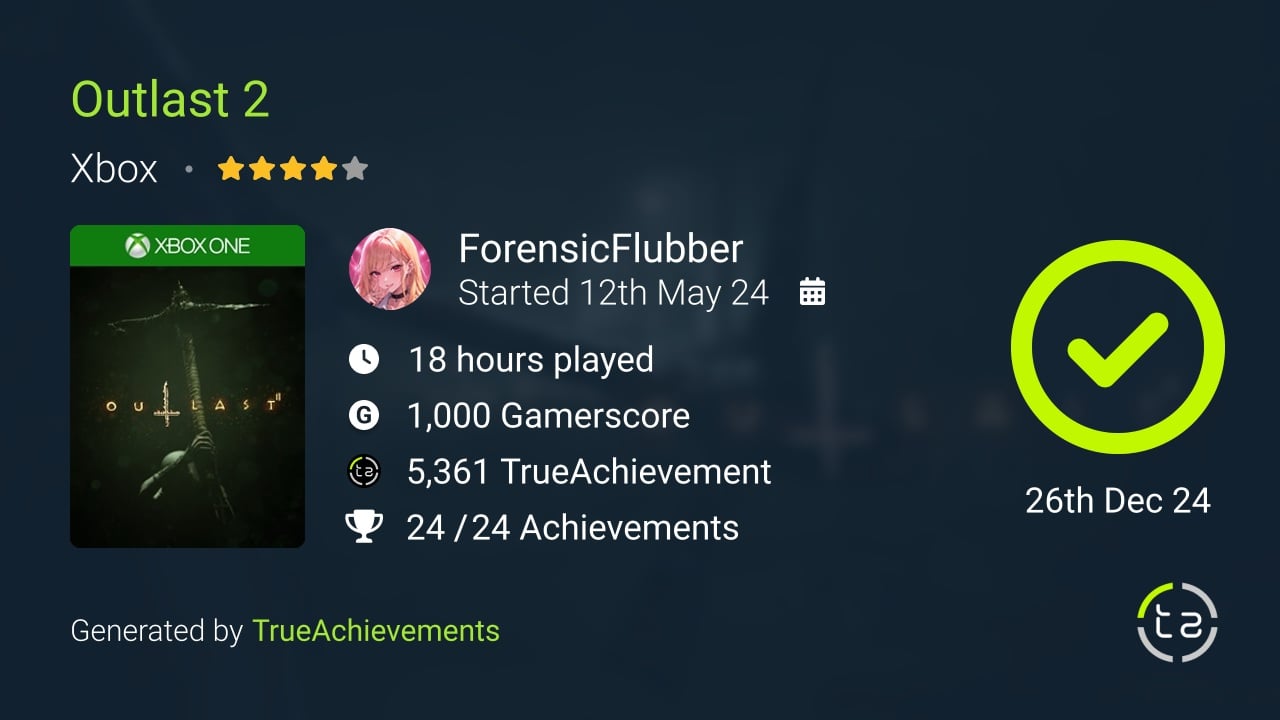 Outlast 2 achievement summary